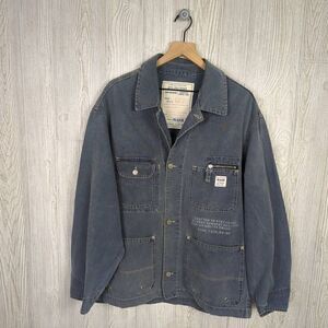 Mash Clothing Company 1995 Mens Size L Button Front Denim Jacket Blue Pockets